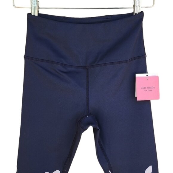 KATE SPADE Cropped High Rise Leggings XXS Border Splash Navy Girls Pants GIFT - Picture 8 of 16